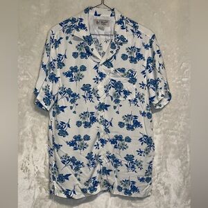 Floral Blue and White Men's Shirt
